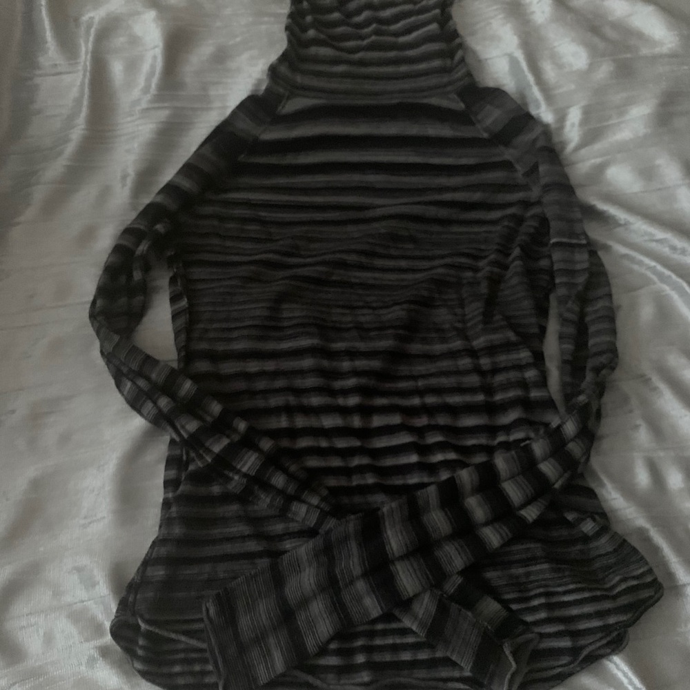 Prana Black and Grey Striped Turtleneck